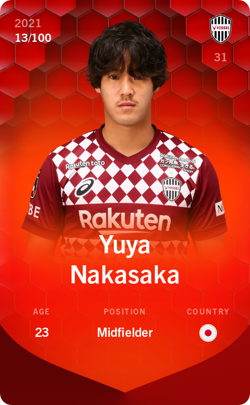 Sorare - Sorare Official - Yuya Nakasaka 2021-22 • Rare 13/100 - NFT # 97825612863899186837358137897232310719060739206438892331156034937393877240930