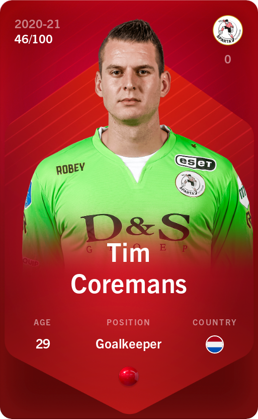 Sorare - Sorare Official - Tim Coremans 2020-21 • Rare 46/100 - NFT # 29835307736599841091962816605346746101589632662026170846459065520721001101633