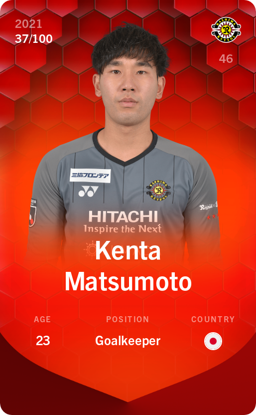 Sorare - Sorare Official - Kenta Matsumoto 2021-22 • Rare 37/100 - NFT # 2679250912411611305737589359239534223408612273939600319654235458871756284548