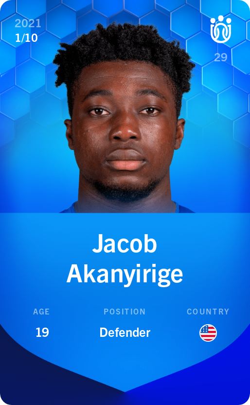 Sorare - Sorare Official - Jacob Akanyirige 2021-22 • Super Rare 1/10 - NFT # 73987768069037869228445732029194249352304805886664666102969863092213203346410