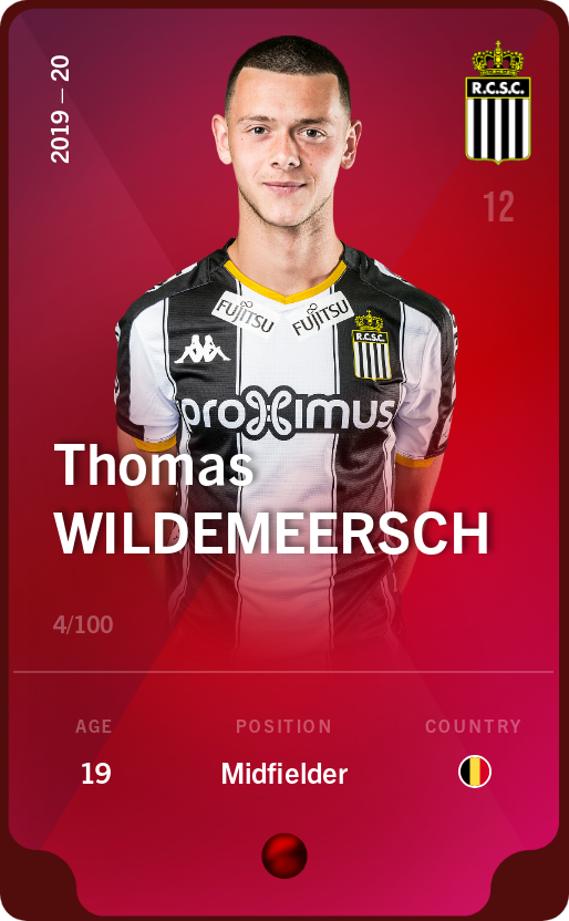 Sorare - Sorare Official - Thomas Wildemeersch 2019-20 • Rare 4/100 - NFT # 97014588894351726807153881251235876275005082370495841335076146394522566456546