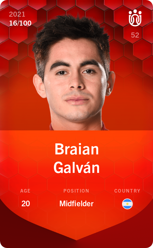Sorare - Sorare Official - Braian Galván 2021-22 • Rare 16/100 - NFT # 41507571008904214352744615539323559816540591125619865941561847061679744089620