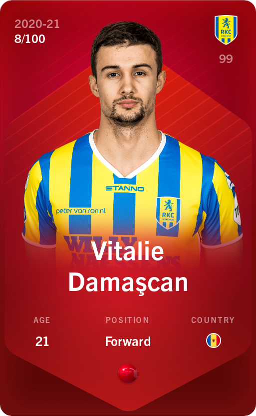 Sorare - Sorare Official - Vitalie Damaşcan 2020-21 • Rare 8/100 - NFT # 21754333055014143632542058219687627635084104503618643039149372452760966266440