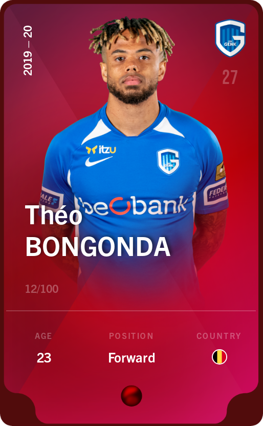 Sorare - Sorare Official - Théo Bongonda 2019-20 • Rare 12/100 - NFT # 87693313970729691466992277635689756500725128763128974706149076516711181769458