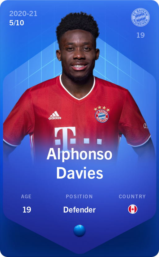 Sorare - Sorare Official - Alphonso Davies 2020-21 • Super Rare 5/10 - NFT # 76023974109543924297863267616487169513221914480577849916542105537002984761047