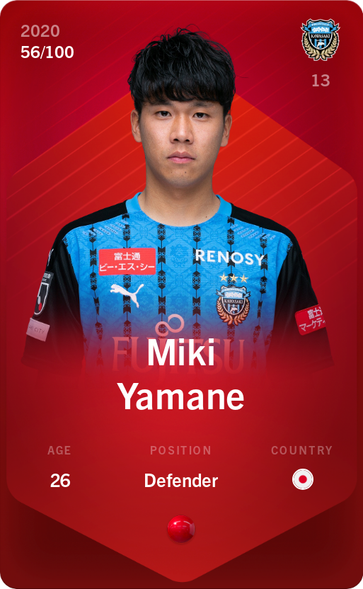Sorare - Sorare Official - Miki Yamane 2020-21 • Rare 56/100 - NFT # 81500531710774257042447081641265347173154932783221225270595441195547059503743