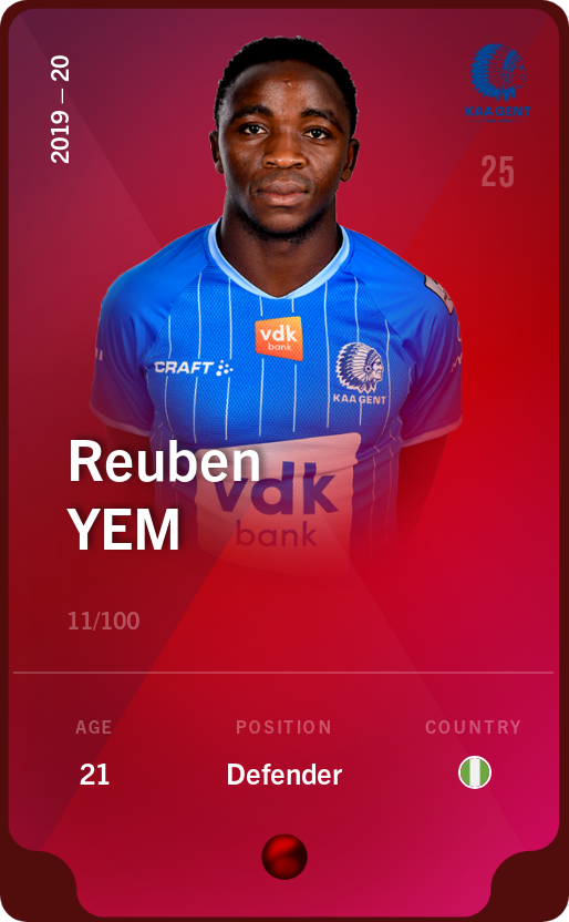 Sorare - Sorare Official - Reuben Yem 2019-20 • Rare 11/100 - NFT # 81785428876348545802775902129734393070976649888505071263075637564522426794845