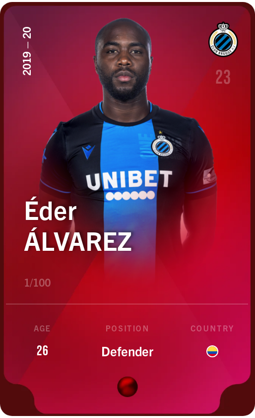 Sorare - Sorare Official - Éder Álvarez 2019-20 • Rare 1/100 - NFT # 25576768719877272378520024070541170612413370473829901707649486478425389192975