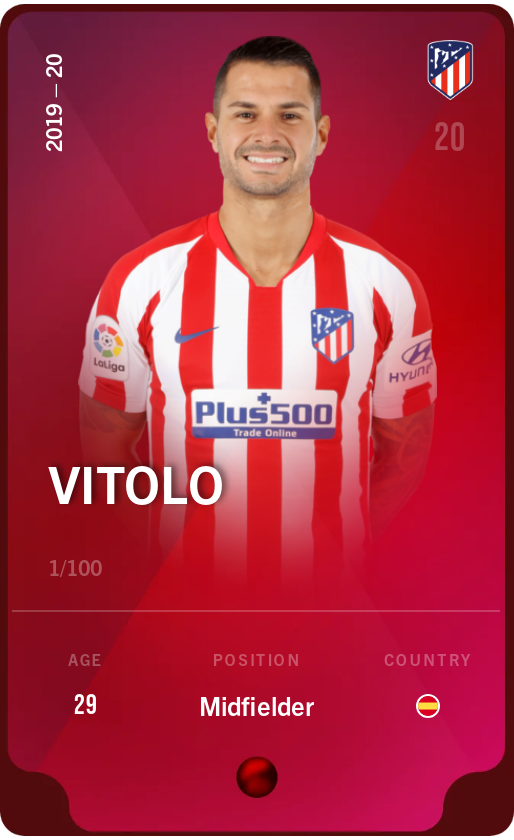 Sorare - Sorare Official - Vitolo 2019-20 • Rare 1/100 - NFT # 8686599717875605244656276822690992629494991649686019687966711052415813182889
