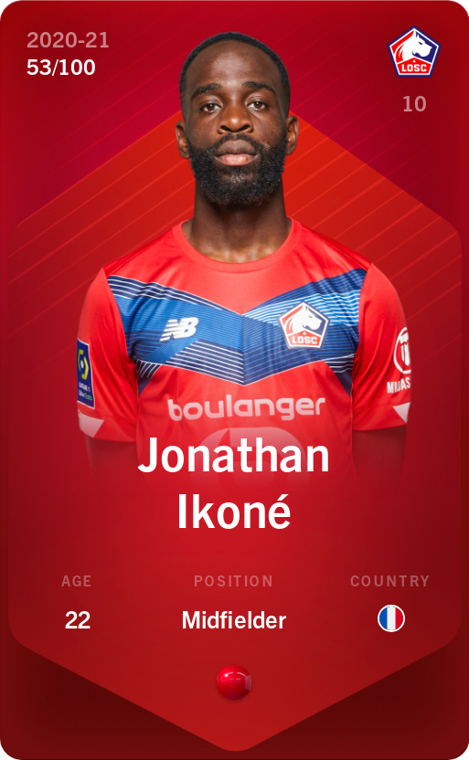 Sorare - Sorare Official - Jonathan Ikoné 2020-21 • Rare 53/100 - NFT # 32383138711992034259579605601428930135163583643568529129857023639110810152797