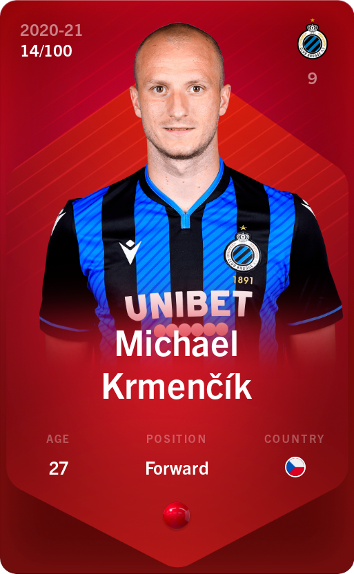 Sorare - Sorare Official - Michael Krmenčík 2020-21 • Rare 14/100 - NFT # 46922018252670117342170828377284658686249839309531220155365897692978267373671