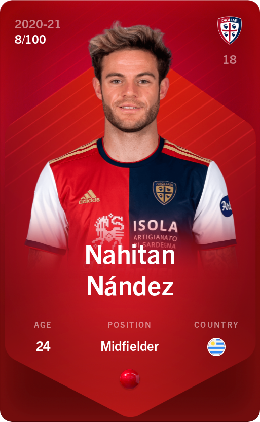Sorare - Sorare Official - Nahitan Nández 2020-21 • Rare 8/100 - NFT # 33611554964907119012684298956320826152589231249639314386367552103884251474429
