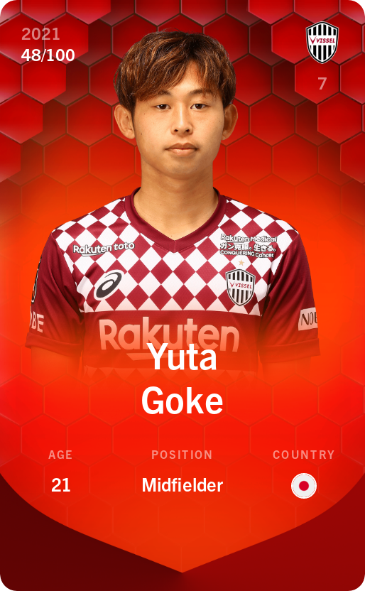 Sorare - Sorare Official - Yuta Goke 2021-22 • Rare 48/100 - NFT # 48978155353079661857739445335039296371979528468998446215280374535124528177485