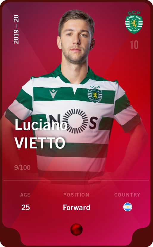 Sorare - Sorare Official - Luciano Vietto 2019-20 • Rare 9/100 - NFT # 89519390795978032915065855179394457738729592529643698349844099383168055850322
