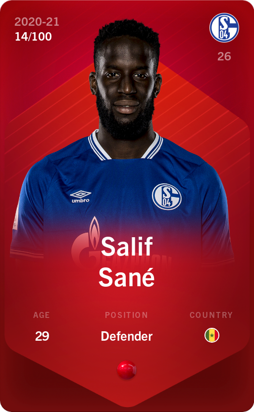 Sorare - Sorare Official - Salif Sané 2020-21 • Rare 14/100 - NFT # 61777605662368991087480588177305778586789875308433697824586666649737871267783