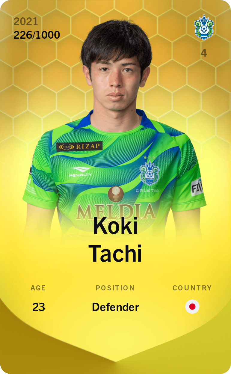 Sorare - Sorare Official - Koki Tachi 2021-22 • Limited 226/1000 - NFT # 3982928699467634765941734010943468580462489740863343810799565925592083687803