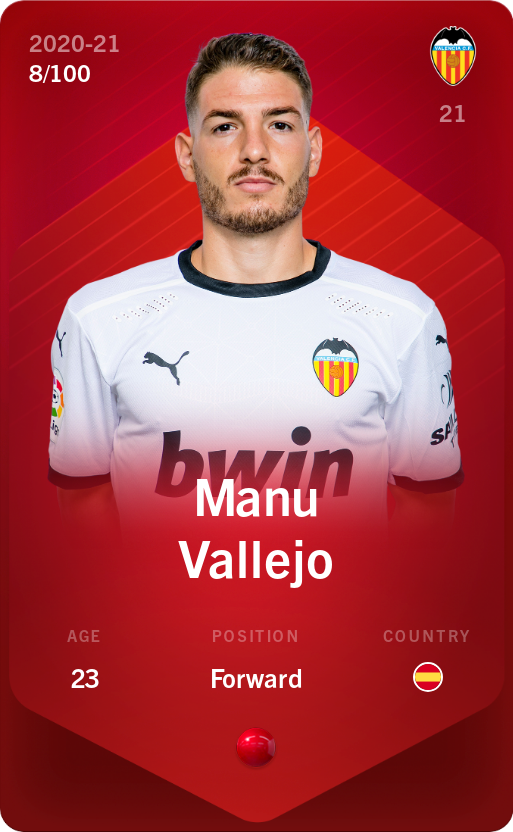 Sorare - Sorare Official - Manu Vallejo 2020-21 • Rare 8/100 - NFT # 12662988845181799104394102883357663196647755235425410076774400807931072233342