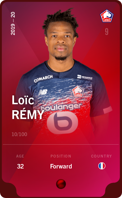 Sorare - Sorare Official - Loïc Rémy 2019-20 • Rare 10/100 - NFT # 78132415383386504092733446984477819075946851369495013664919531696944972334626