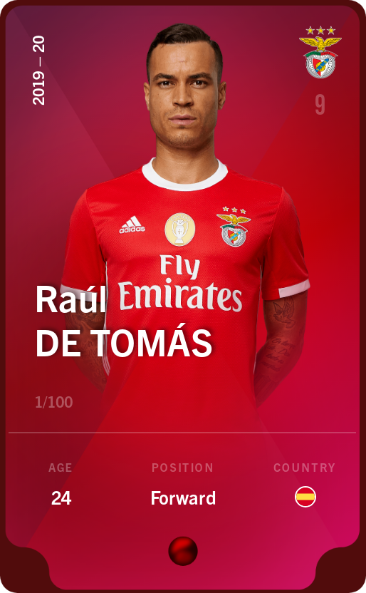 Sorare - Sorare Official - Raúl de Tomás 2019-20 • Rare 1/100 - NFT # 33012082793861475293568583655879392980106344429670932281338698403039159233308