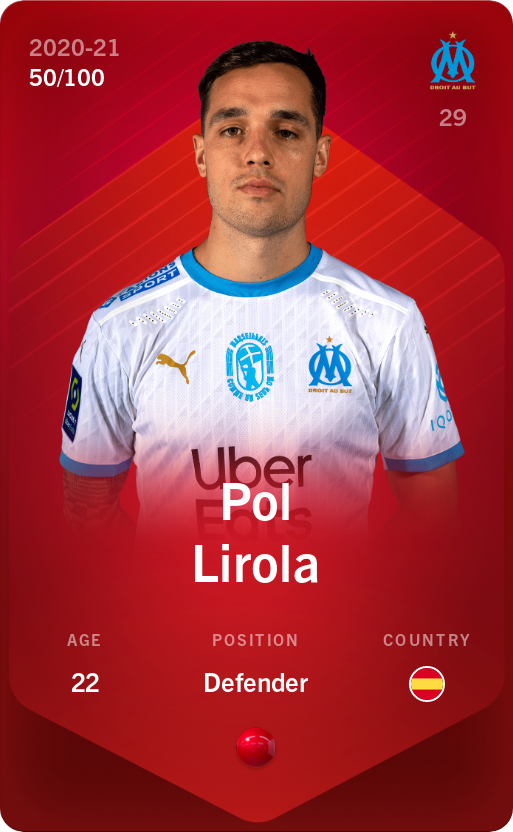 Sorare - Sorare Official - Pol Lirola 2020-21 • Rare 50/100 - NFT # 41057400932875105832676980472219182712536504159737099677691191883733559740570