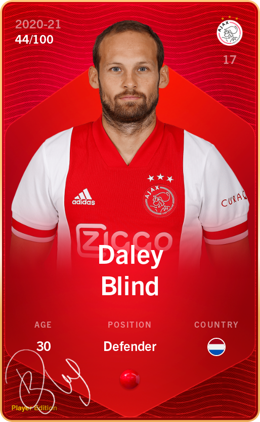 Sorare - Sorare Official - Daley Blind 2020-21 • Rare 44/100 - NFT # 25002831763455220521189014879769804880884205564020532291705709503468759976761