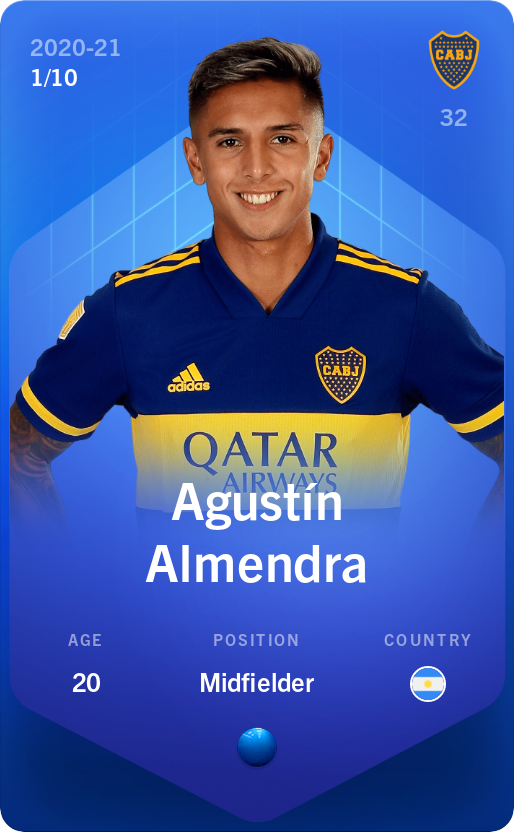 Sorare - Sorare Official - Agustín Almendra 2020-21 • Super Rare 1/10 - NFT # 100966336003213705433422029741799314369234836124608248517545582047014806131893