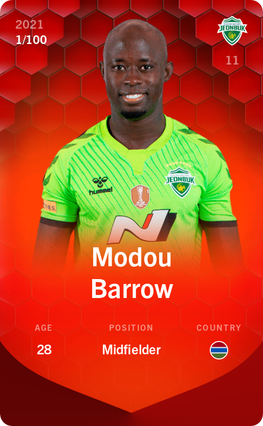 Sorare - Sorare Official - Modou Barrow 2021-22 • Rare 1/100 - NFT # 51991164852323965371507399431972184297362361835751787343083428457717106075728