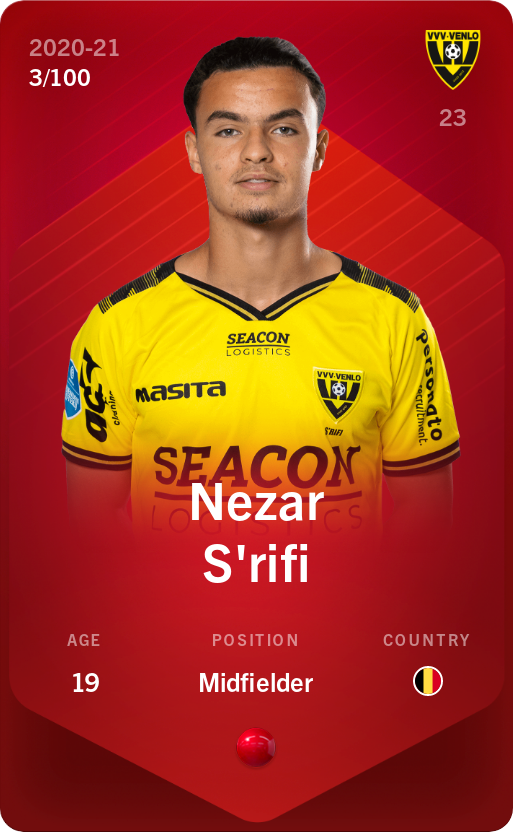 Sorare - Sorare Official - Nezar S'rifi 2020-21 • Rare 3/100 - NFT # 109786332198091904608332593824482320915484744416750843119986394835251707828196