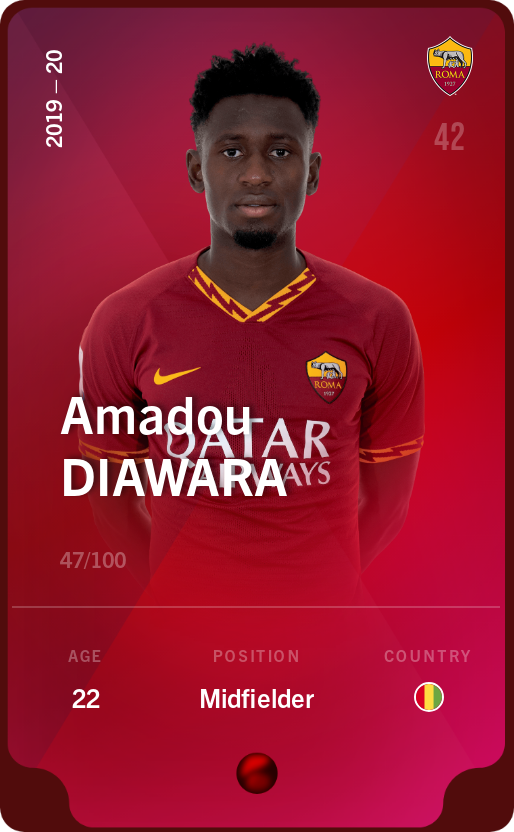 Sorare - Sorare Official - Amadou Diawara 2019-20 • Rare 47/100 - NFT # 31743820923785241558981127186866161649272301773391111407159699580565051990629