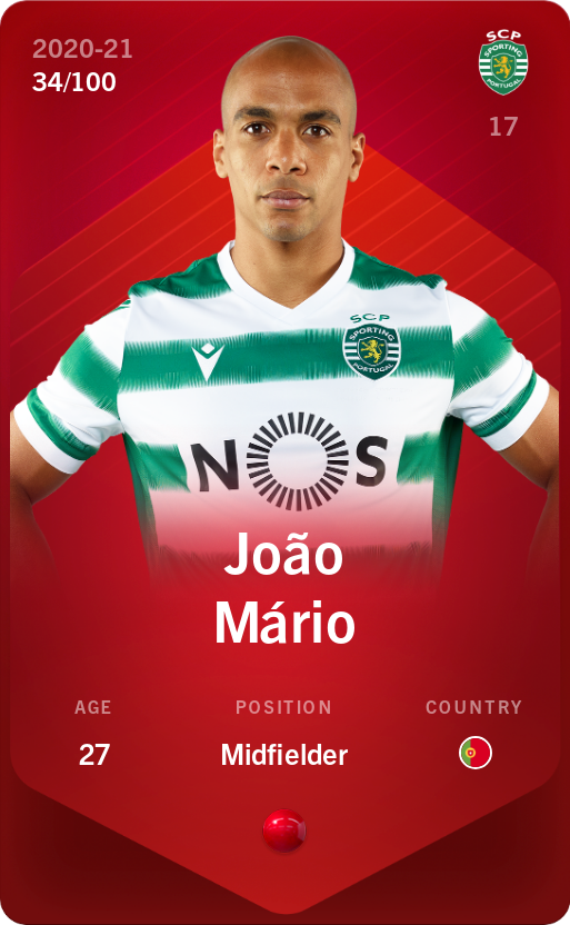 Sorare - Sorare Official - João Mário 2020-21 • Rare 34/100 - NFT # 82647130795562698354187159575242061269751866385228356294290621532798752915249