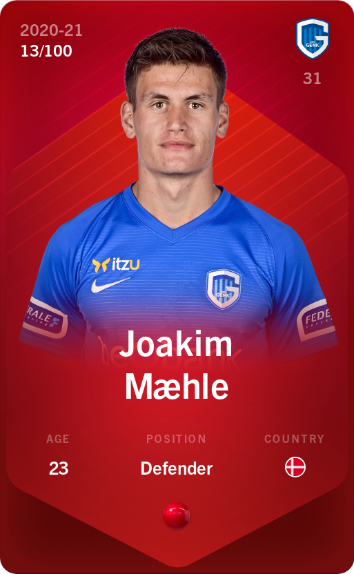 Sorare - Sorare Official - Joakim Mæhle 2020-21 • Rare 13/100 - NFT # 68109591521271416892590319987139275026957065418955608111701862500711315053666