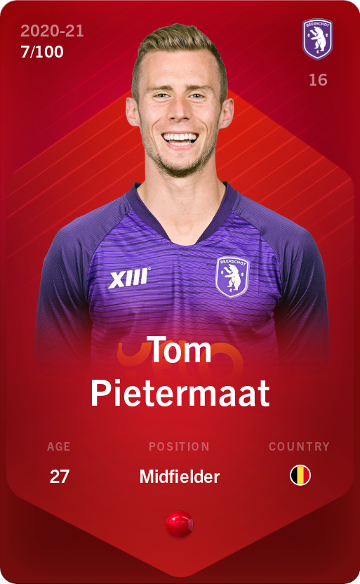 Sorare - Sorare Official - Tom Pietermaat 2020-21 • Rare 7/100 - NFT # 47914135848796931714237215441185466950974386693592786363825574271358400376551