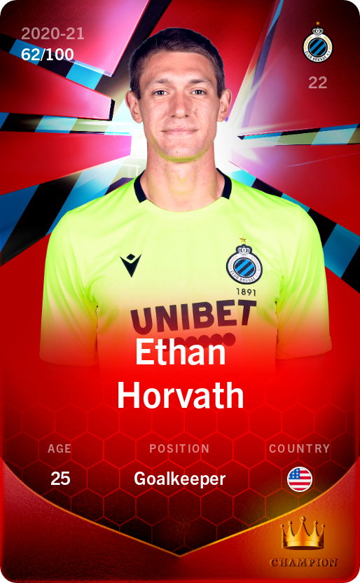 Sorare - Sorare Official - Ethan Horvath 2020-21 • Rare 62/100 - NFT # 22483527043981467166716049757297840527863719640839376554592485072458516640927