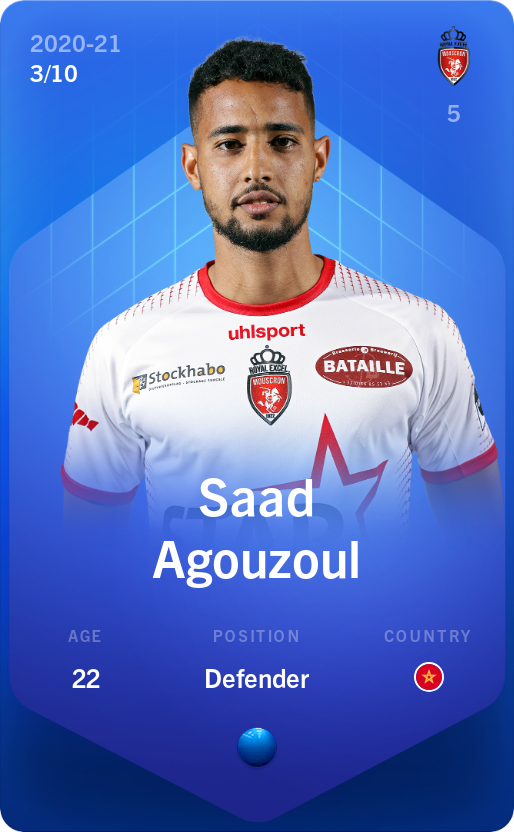 Sorare - Sorare Official - Saad Agouzoul 2020-21 • Super Rare 3/10 - NFT # 45772792687324826348038871125393578164066207444254675614370220709771972239689