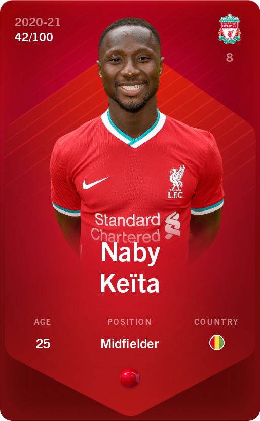 Sorare - Sorare Official - Naby Keïta 2020-21 • Rare 42/100 - NFT # 29817573739241716354346999797742015151478139267694816995251440248094143966466