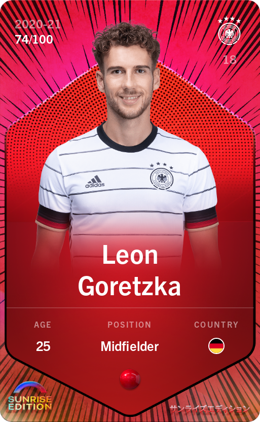 Sorare - Sorare Official - Leon Goretzka 2020-21 • Rare 74/100 - NFT # 86986040364183555564878974817305721708171216059977946608822646696296044589099