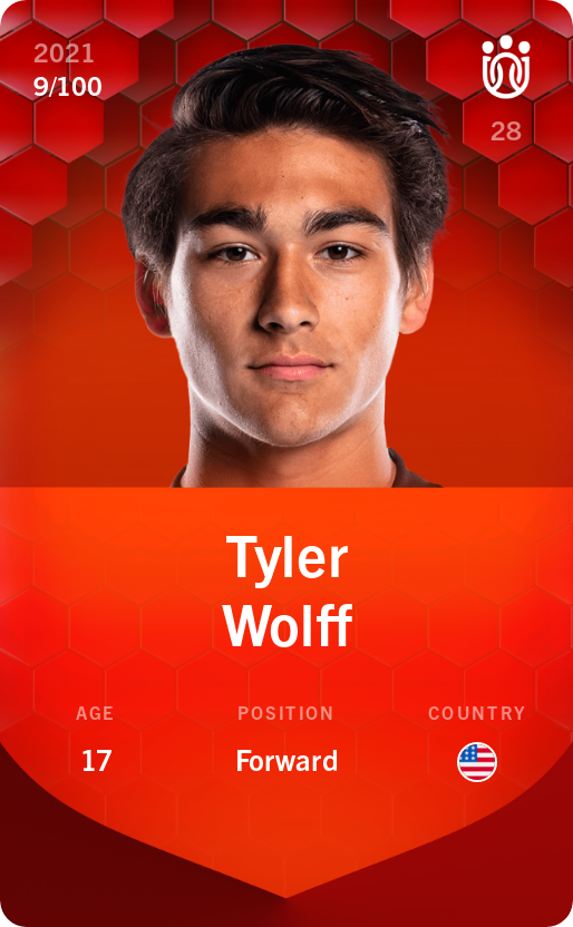 Sorare - Sorare Official - Tyler Wolff 2021-22 • Rare 9/100 - NFT # 61952519998370806472357264727270272349350411602064738349786981961887508942173