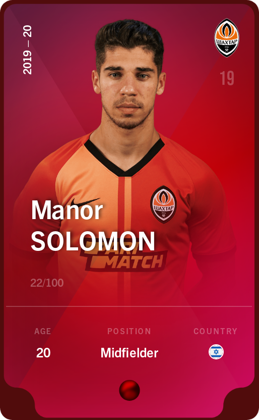 Sorare - Sorare Official - Manor Solomon 2019-20 • Rare 22/100 - NFT # 98582325622491754219394402432757975877434845394156762859410646858013843538810