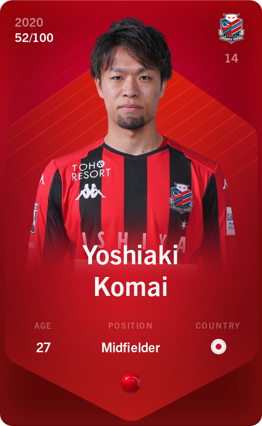 Sorare - Sorare Official - Yoshiaki Komai 2020-21 • Rare 52/100 - NFT # 26077303007980685424737244515520924186819737936352044179358022326169533368789