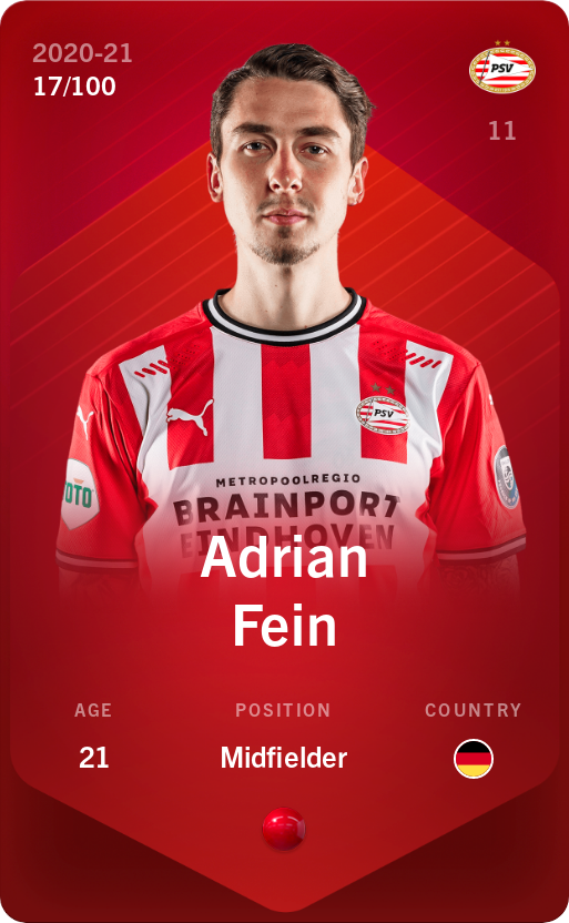 Sorare - Sorare Official - Adrian Fein 2020-21 • Rare 17/100 - NFT # 3972051128242924129459209356914622773589283880186316074799879168811816926530