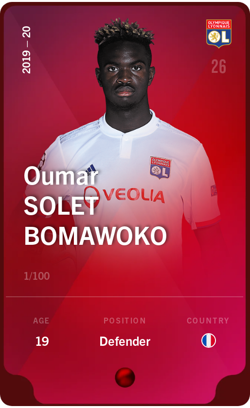 Sorare - Sorare Official - Oumar Solet Bomawoko 2019-20 • Rare 1/100 - NFT # 48573983514120005350121865477495532967767987162005666782430958427940207504203