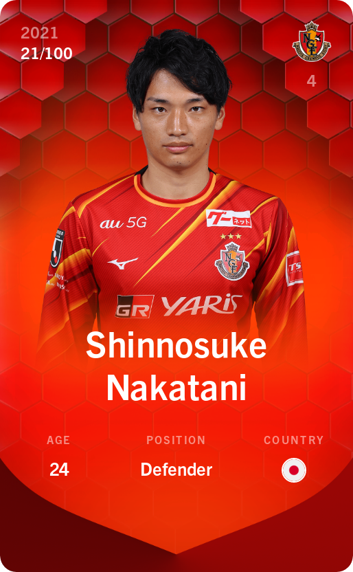 Sorare - Sorare Official - Shinnosuke Nakatani 2021-22 • Rare 21/100 - NFT # 92156460329890910457596655936420051524381260700461571065471251098345235375225