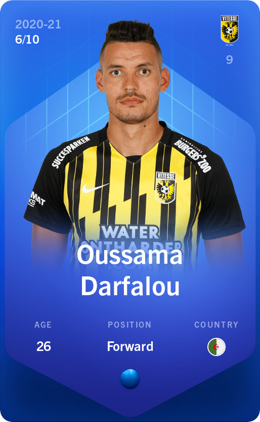 Sorare - Sorare Official - Oussama Darfalou 2020-21 • Super Rare 6/10 - NFT # 21147486574908925351168268228502330186557668502441065497684515784693927620250
