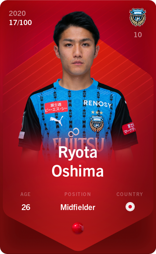 Sorare - Sorare Official - Ryota Oshima 2020-21 • Rare 17/100 - NFT # 9945156409960380698706502381469991768329356160714434373021485748677290807963