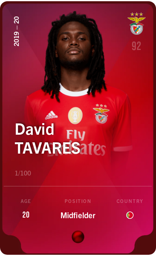 Sorare - Sorare Official - David Tavares 2019-20 • Rare 1/100 - NFT # 19479120054833954253131049016562490715257649634898510216480506223324083657722