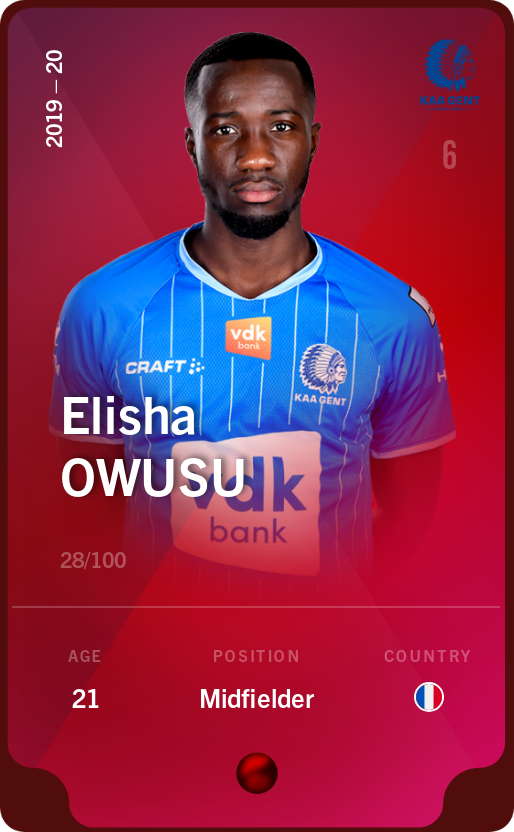 Sorare - Sorare Official - Elisha Owusu 2019-20 • Rare 28/100 - NFT # 50888983324516896835536909058790770217970035658479668858298779740849905004889