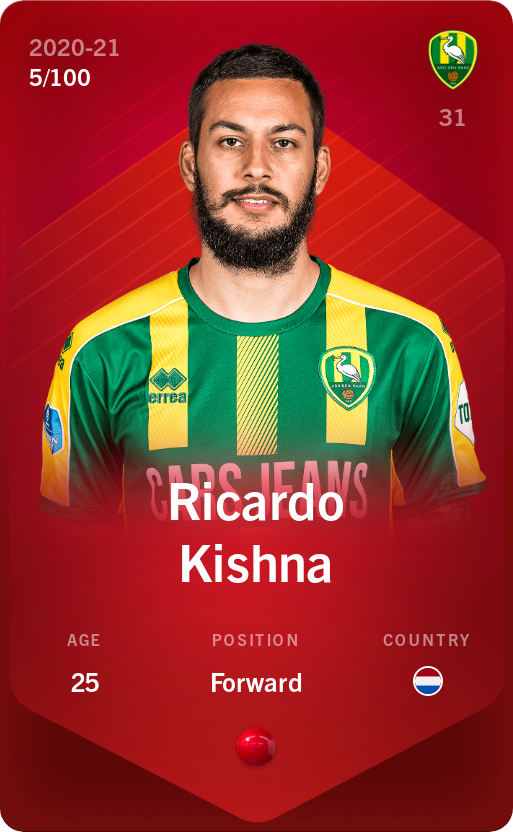 Sorare - Sorare Official - Ricardo Kishna 2020-21 • Rare 5/100 - NFT # 48590381064022160915455880489723525015789393194167097778581320108772473247642