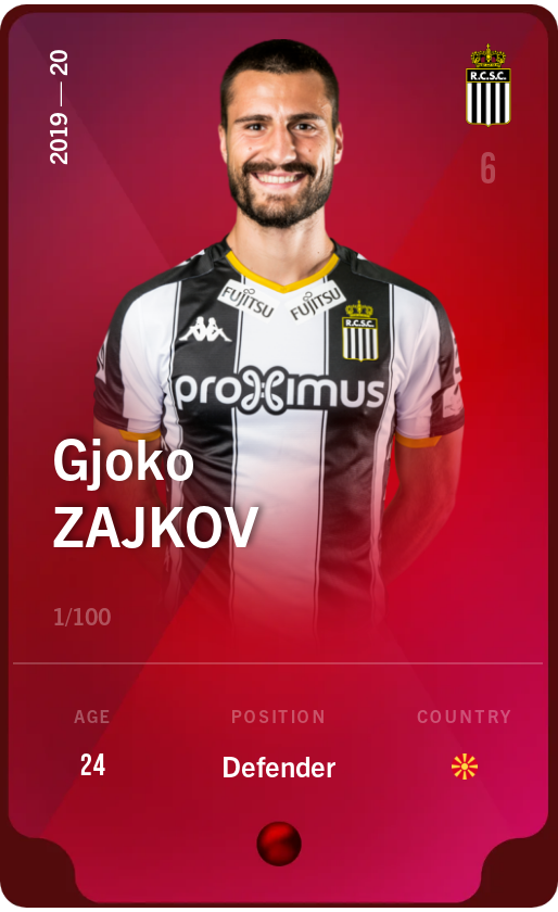 Sorare - Sorare Official - Gjoko Zajkov 2019-20 • Rare 1/100 - NFT # 78962112075307259166529811797419498225150588334275228288670480809524560924935