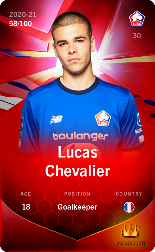 Sorare - Sorare Official - Lucas Chevalier 2020-21 • Rare 58/100 - NFT # 67065957414153540882775983860336661696968259183752299246856628234888025750913