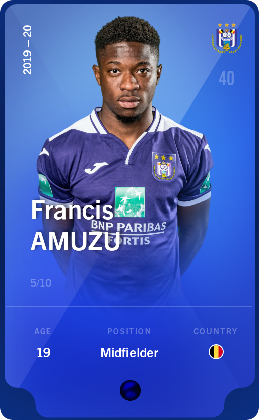 Sorare - Sorare Official - Francis Amuzu 2019-20 • Super Rare 5/10 - NFT # 53565203076849903428511506759895287478035837369564521652221596944573251494604